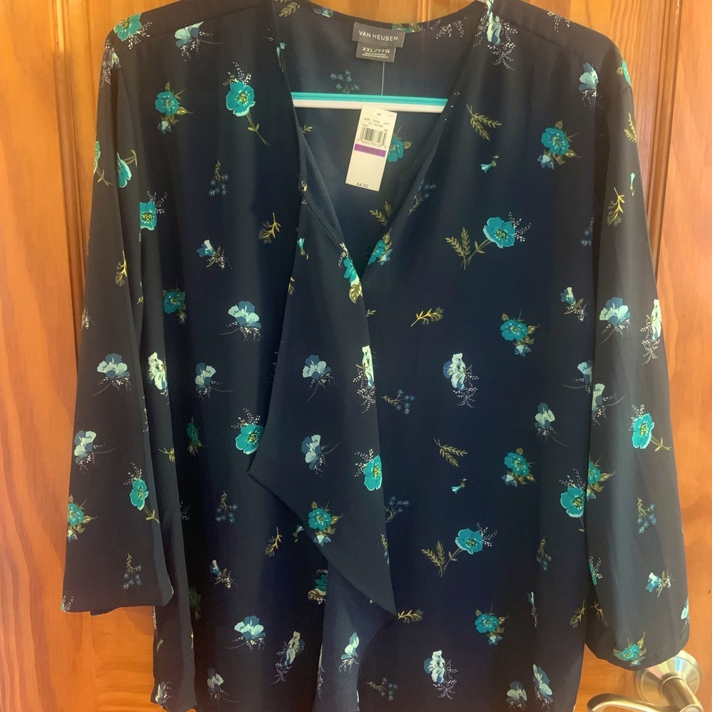 Van Heusen 3/4 length sleeves Navy Size XXL